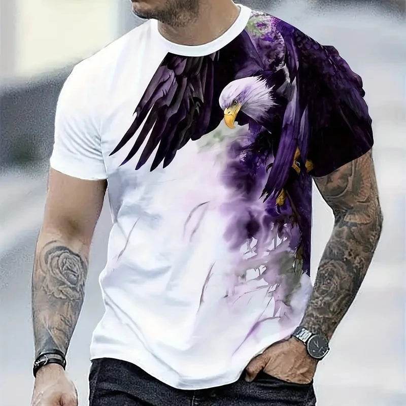 Retro Eagle 3D Print T-Shirt for Men - Casual Short Sleeve Tee - Buy Center US