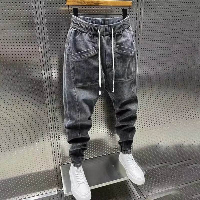 2024 Spring Autumn Men's Loose Drawstring Denim Jeans for Casual Wear - Buy Center US