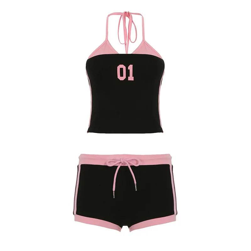 Yaminiya Women’s Contrast Cami & Shorts Set - Y2K Summer Fashion - Buy Center US