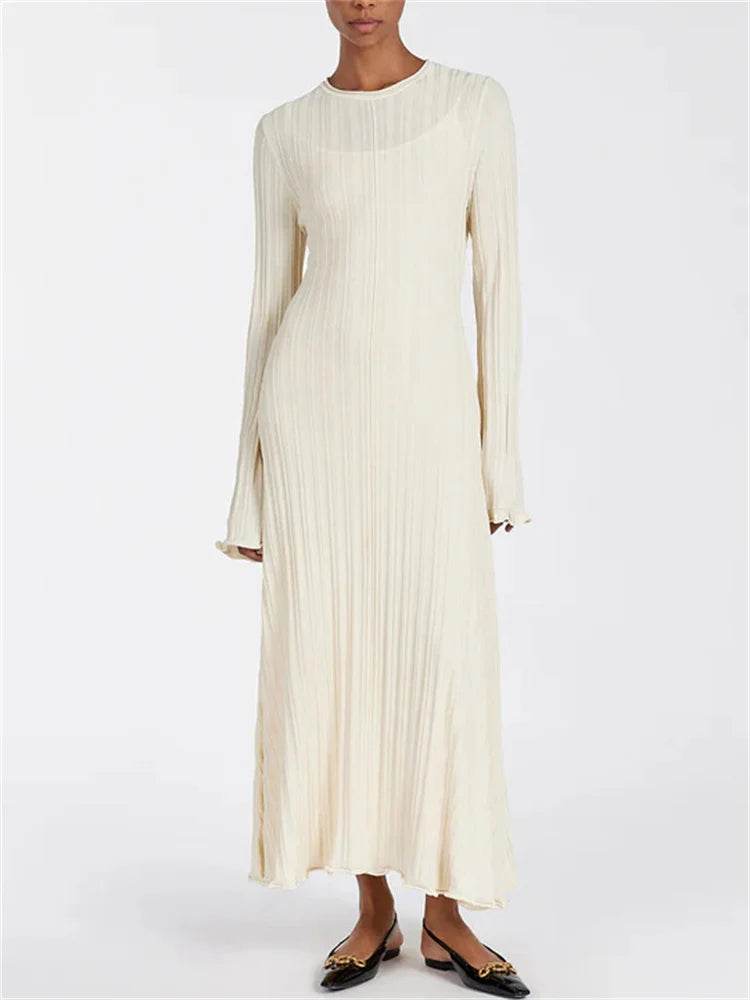 Tossy Women’s Maxi Dress - Lace-Up High Waist Long Sleeve Knit - Buy Center US