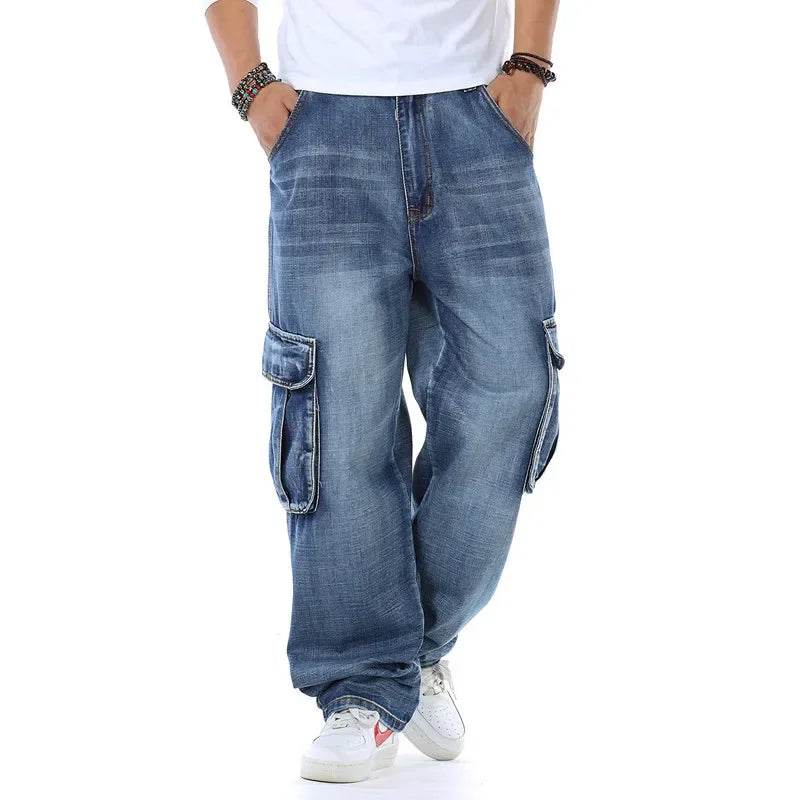 DOIYTT Men’s Baggy Jeans - Large Size, Multi-Pocket Denim Trousers - Buy Center US