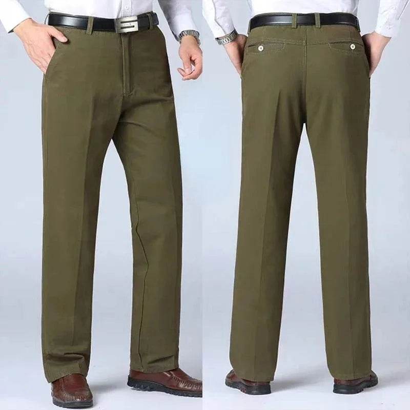 RIYBEOE Men's 100% Cotton Straight Suit Pants - Lightweight Casual Trousers - Buy Center US