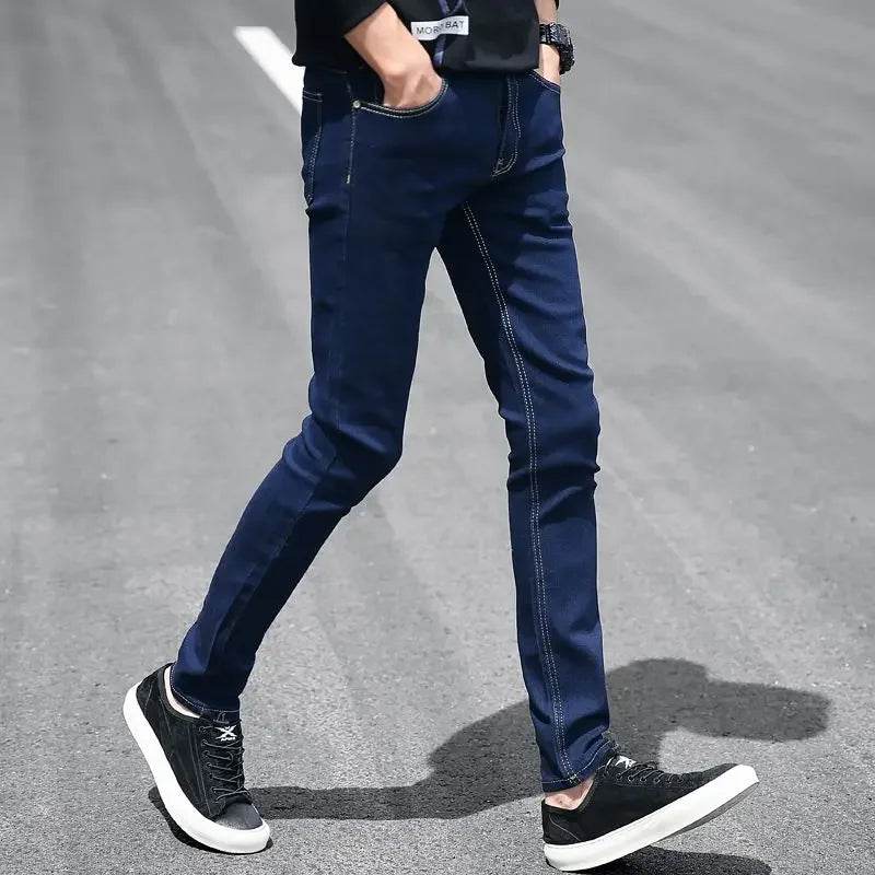 Sky Blue Slim Fit Denim Pants for Men - Classic Smart Casual Style - Buy Center US