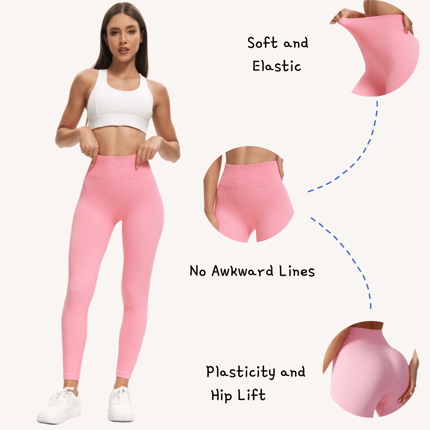 High Waist Ribbed Seamless Yoga Pants - Women's Gym Leggings - Buy Center US