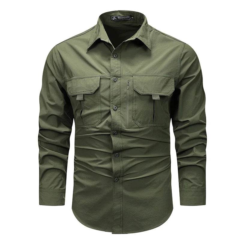 Wolf Inheritance Men's Tactical Work Shirt - Long Sleeve, Multi-Pocket Casual - Buy Center US