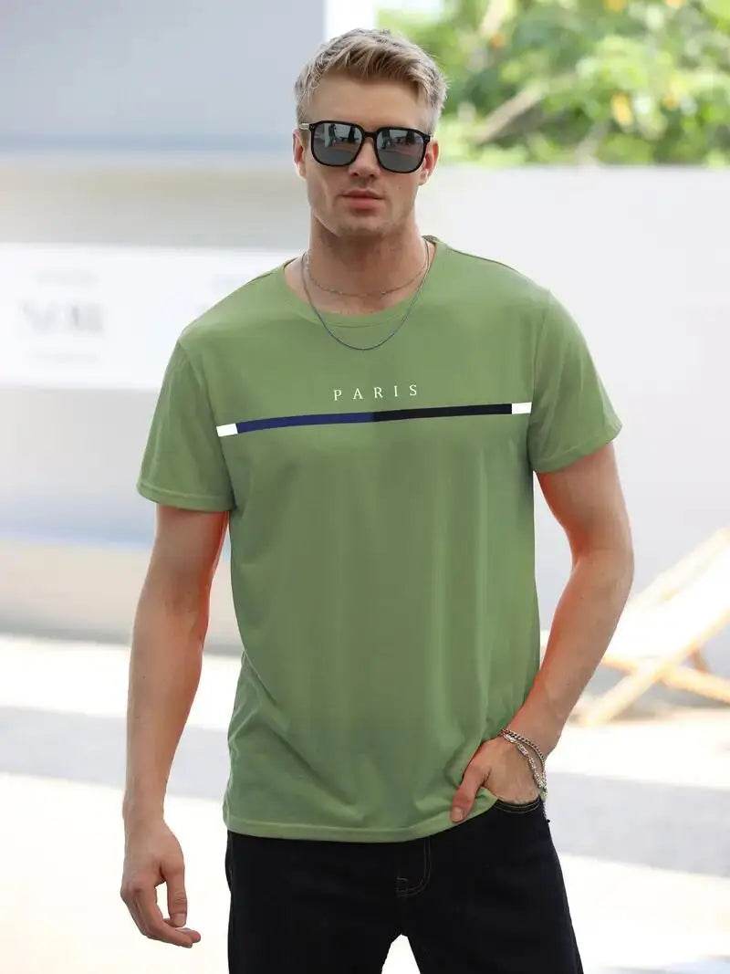 Men's Paris Pattern T-Shirt - Breathable Summer Casual Wear - Buy Center US