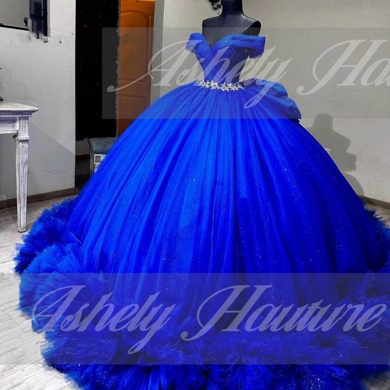 Exquisite Royal Blue Quinceanera Dress - Off the Shoulder Ball Gown - Buy Center US