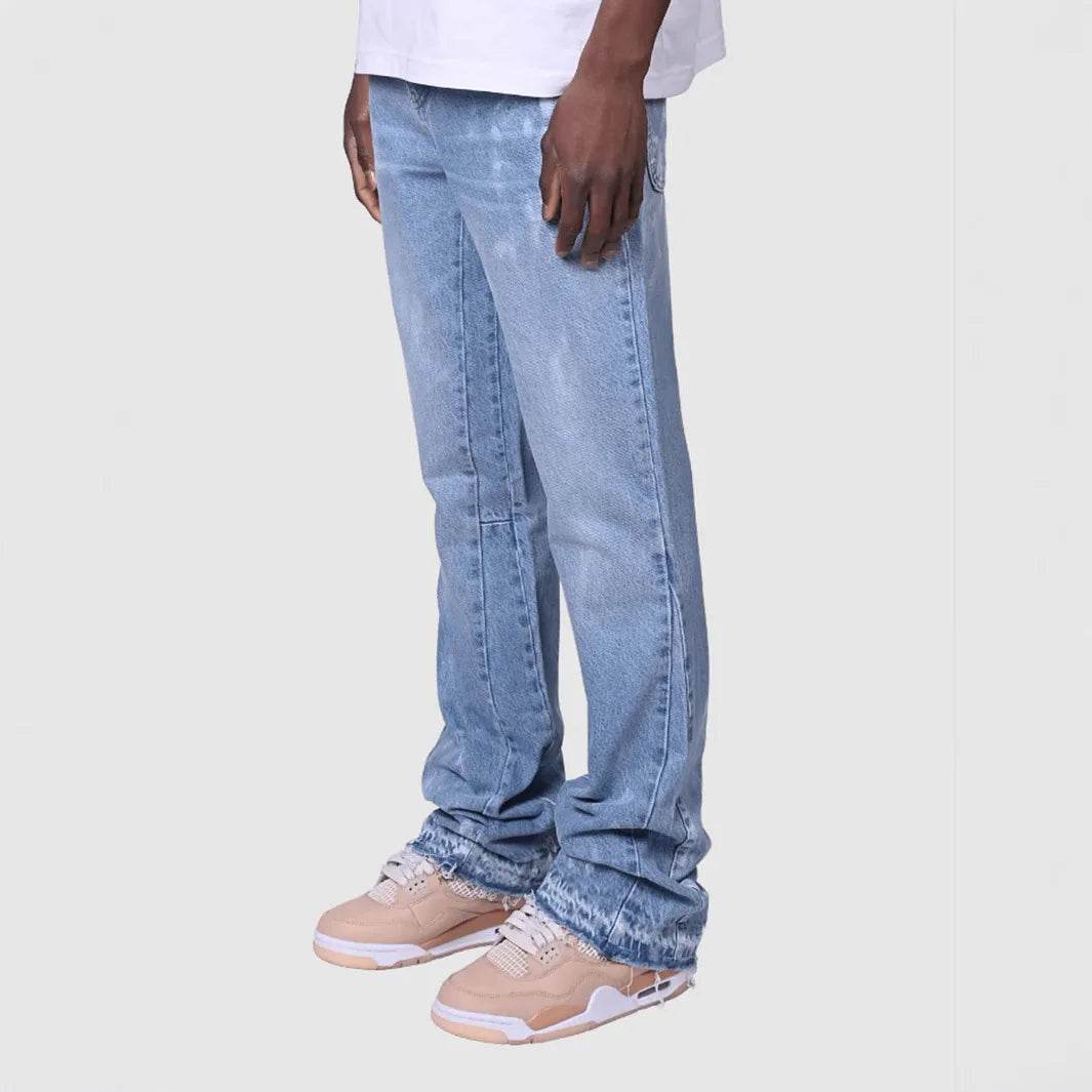 Wulend Men's Vintage Straight Jeans - Mid Waist Distressed Denim Pants - Buy Center US