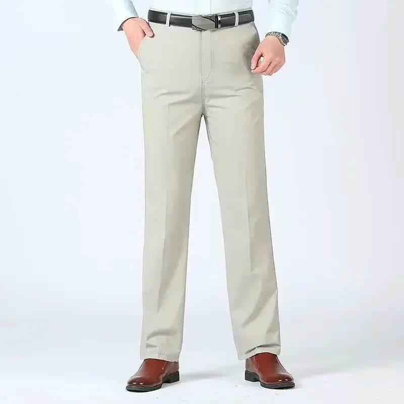 RIYBEOE Men's 100% Cotton Straight Suit Pants - Lightweight Casual Trousers - Buy Center US
