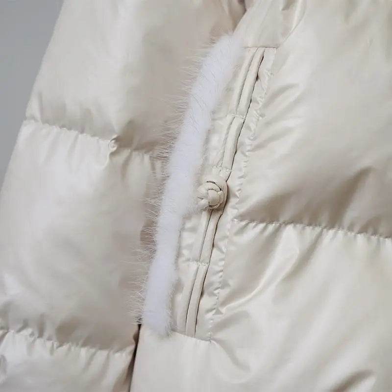 Vintage Chinese Style Duck Down Coat with Fox Hair Collar for Women - Buy Center US
