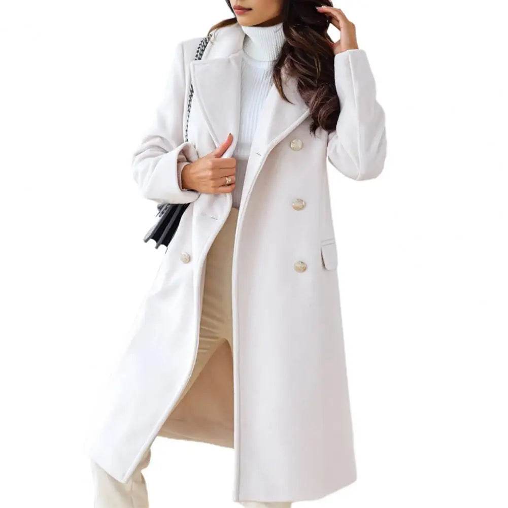 SANWOOD Women’s Double-Breasted Overcoat - Turn-Down Collar, Casual Style - Buy Center US
