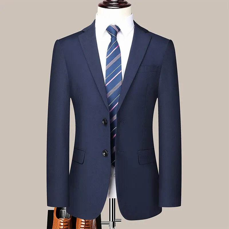 Korean Slim-Fit Men's Two-Piece Suit Set - Stylish Business Formal Attire - Buy Center US
