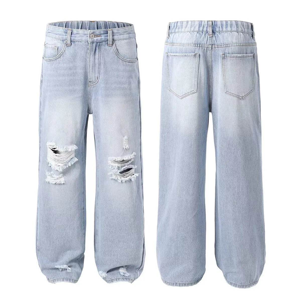 LEEYOVEE Women's Wide-Leg Ripped Denim Pants - Casual Loose Fit - Buy Center US