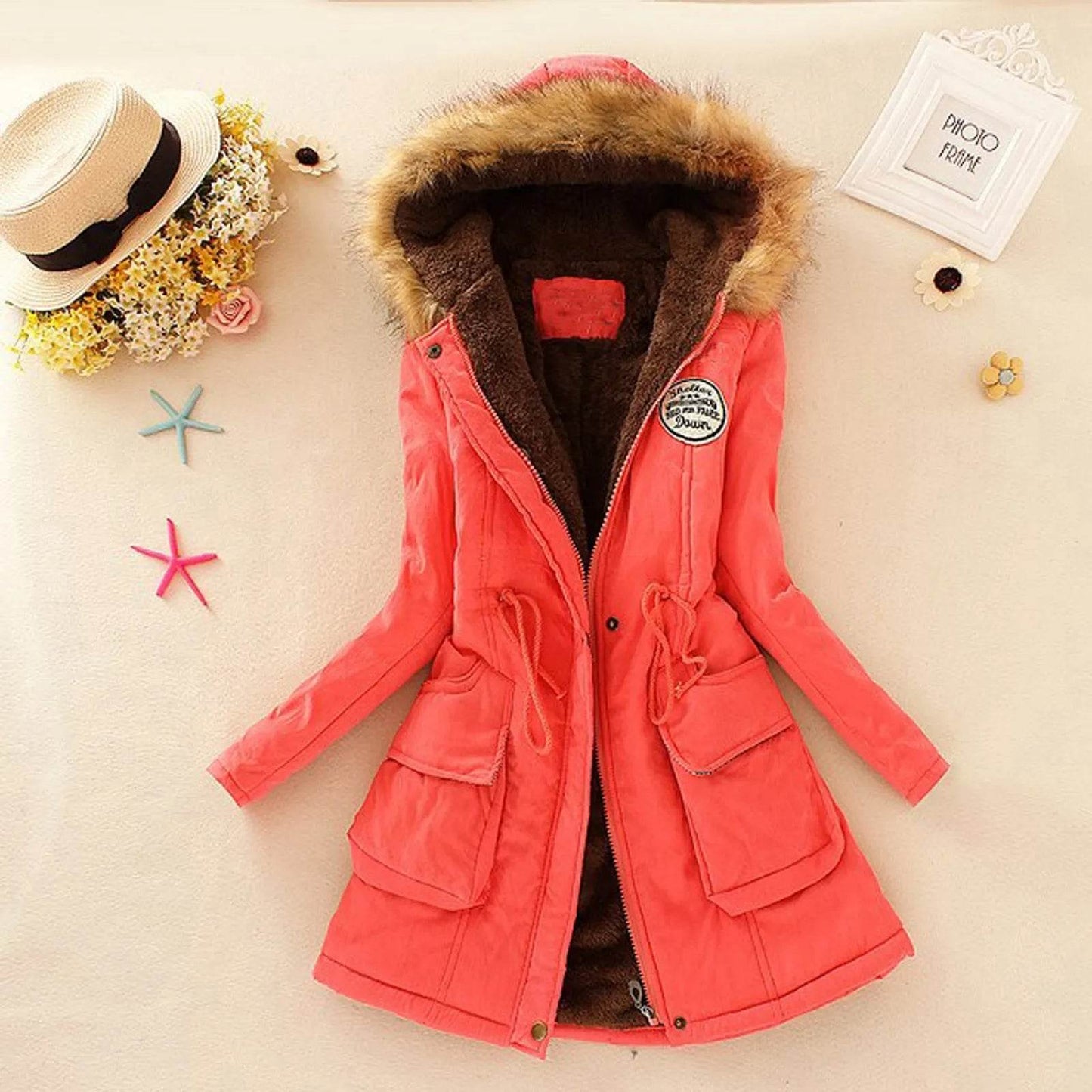 Women's Plus Size Warm Hooded Parka - Fleece Lined Mid-Length Jacket - Buy Center US