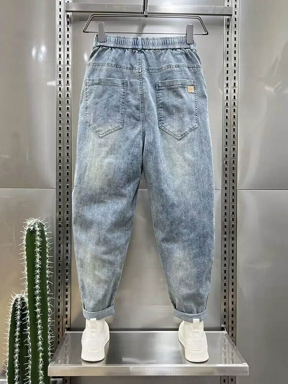 2024 Casual Loose Fit Denim Jeans for Men - Distressed Blue Joggers - Buy Center US