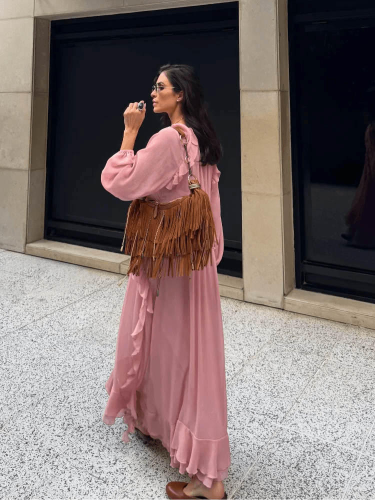 Elegant V-Neck Flounce Dress - Chic Loose Summer Gown for Women - Buy Center US