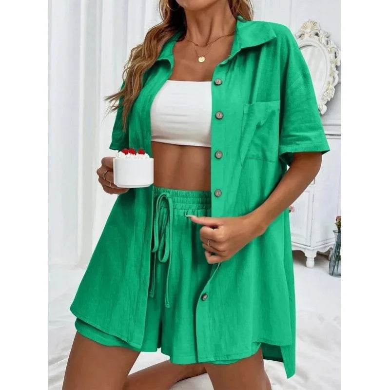 LCSKEREAL Women's Casual Cotton Linen Two-Piece Summer Set - Buy Center US