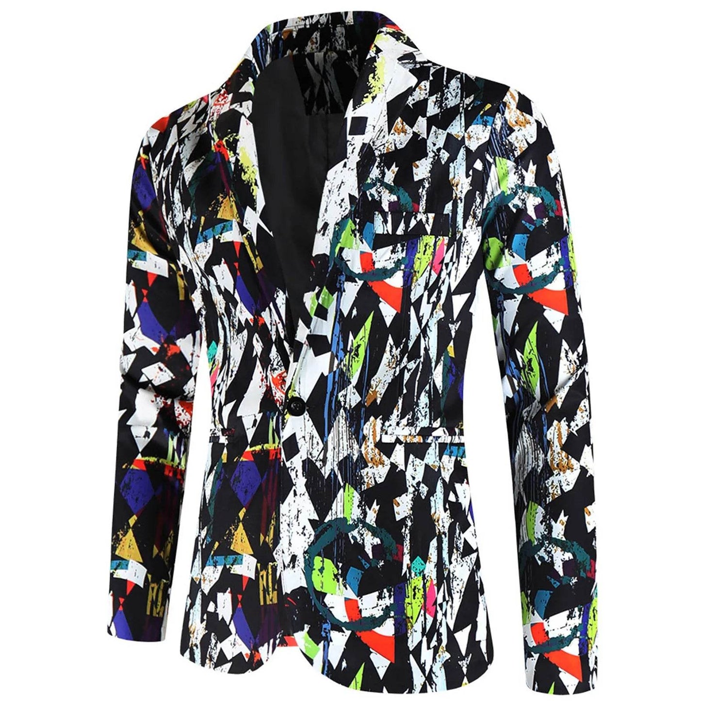 Casual Men's Blazer Jacket - Printed Long Sleeve Lapel Fashionwear - Buy Center US