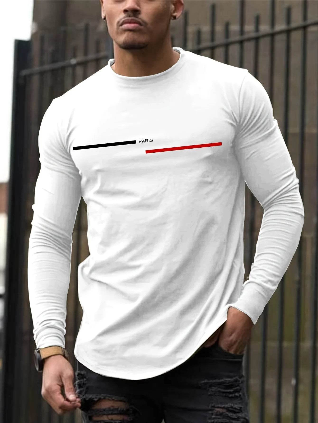 GUILAN Men's Cotton Summer Casual T-Shirt - Paris Print, Round Neck - Buy Center US