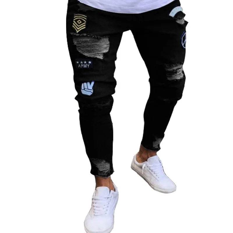 Men's Stretch Skinny Jeans - Grey Blue Black Hip Hop Denim Trousers - Buy Center US