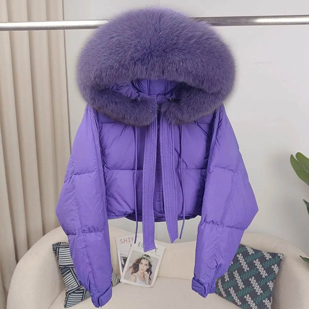 Stylish Women's Winter Jacket - Detachable Fox Fur Hooded Outerwear - Buy Center US