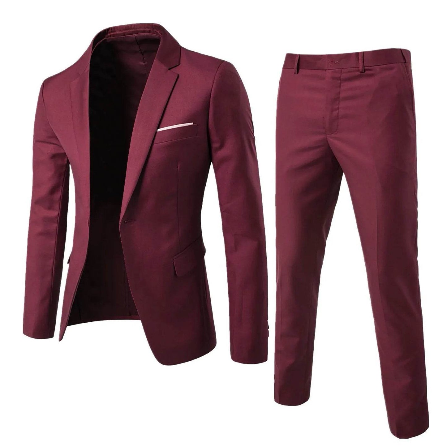 Wulend Men's Slim Fit Two-Piece Suit Set - Blazer & Long Pants - Buy Center US