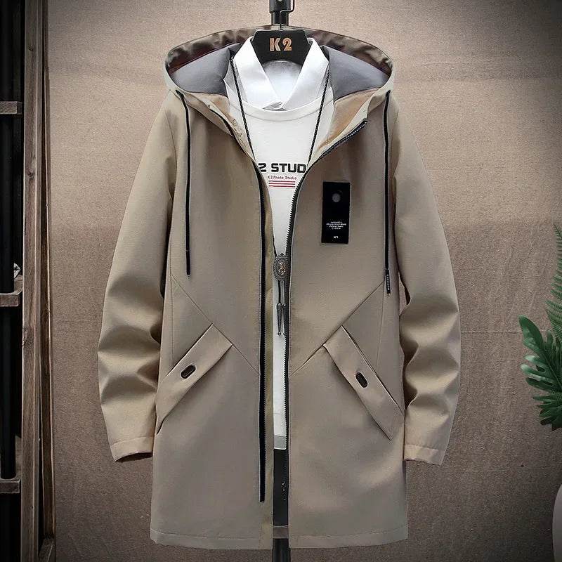 2023 Men's Hooded Jacket - Casual Zip-up Trench Coat for Autumn - Buy Center US