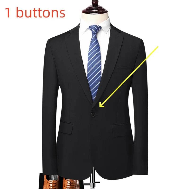 Men's Fashion Blazer - Solid Color British Style for Work & Weddings - Buy Center US