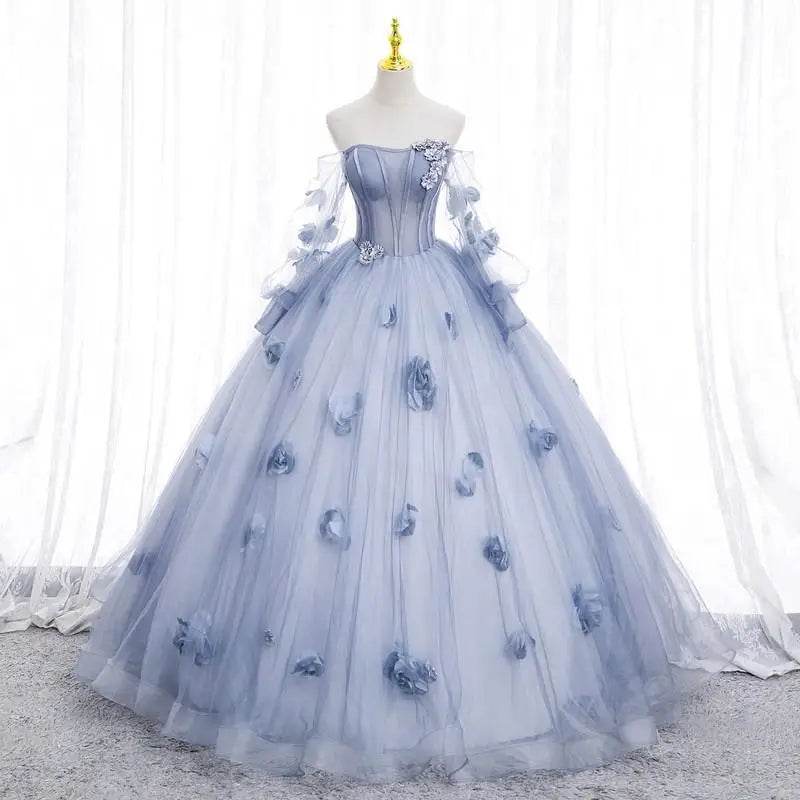 Maria Novia Light Blue Quinceanera Dress - Strapless Ball Gown Style - Buy Center US
