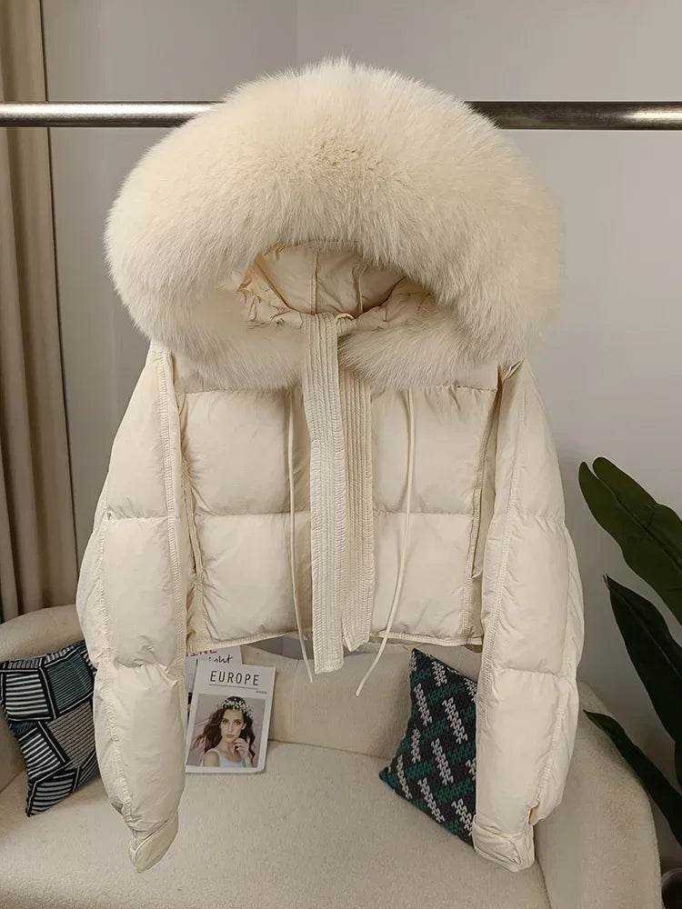 Stylish Women's Winter Jacket - Detachable Fox Fur Hooded Outerwear - Buy Center US