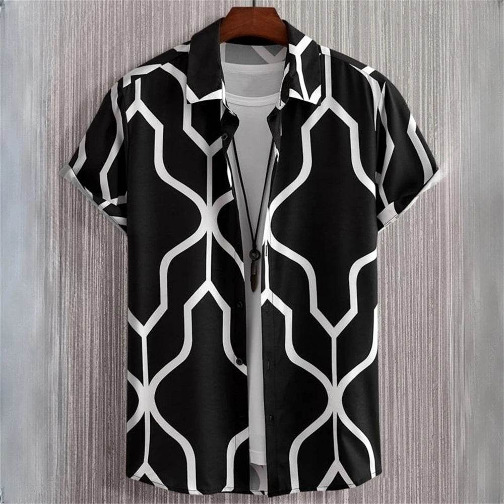 Casual Men's Hawaiian Shirts - 3D Patchwork Printing for Spring/Summer - Buy Center US