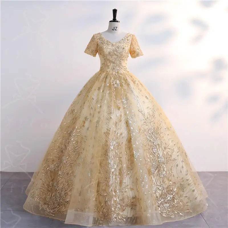 SONHAR Plus Size Gold Quinceanera Dress - Off The Shoulder Ball Gown - Buy Center US