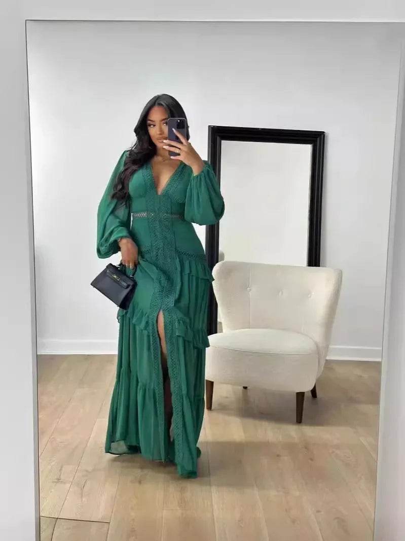 Elegant Women’s Long Sleeved Ruffle Dress - Stylish Party Wear - Buy Center US