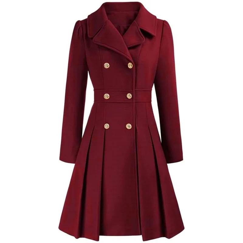 RVHS Women's Woolen Trench Coat - Double Breasted, Warm Streetwear - Buy Center US