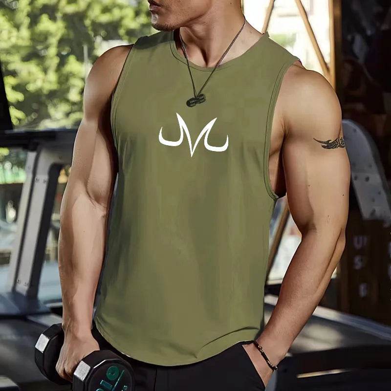 Men's Anime Print Sleeveless Fitness Shirt - Summer Workout Tank Top - Buy Center US