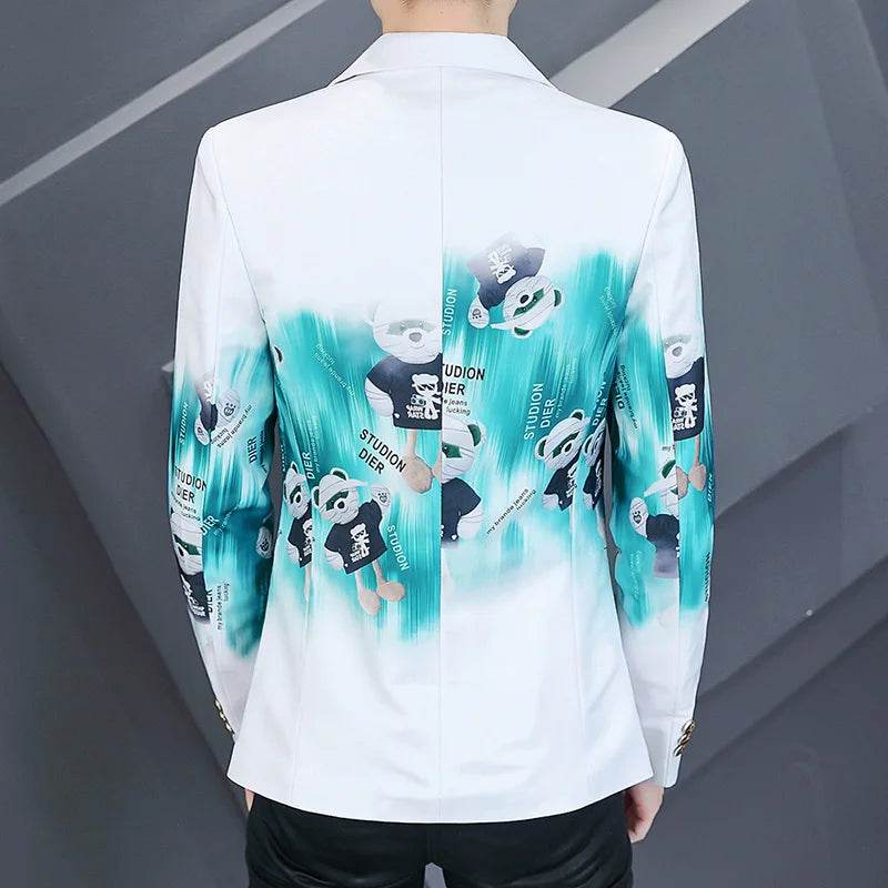 Men's Slim Fit Printed Blazer - Stylish Business Casual Jacket M-3XL - Buy Center US