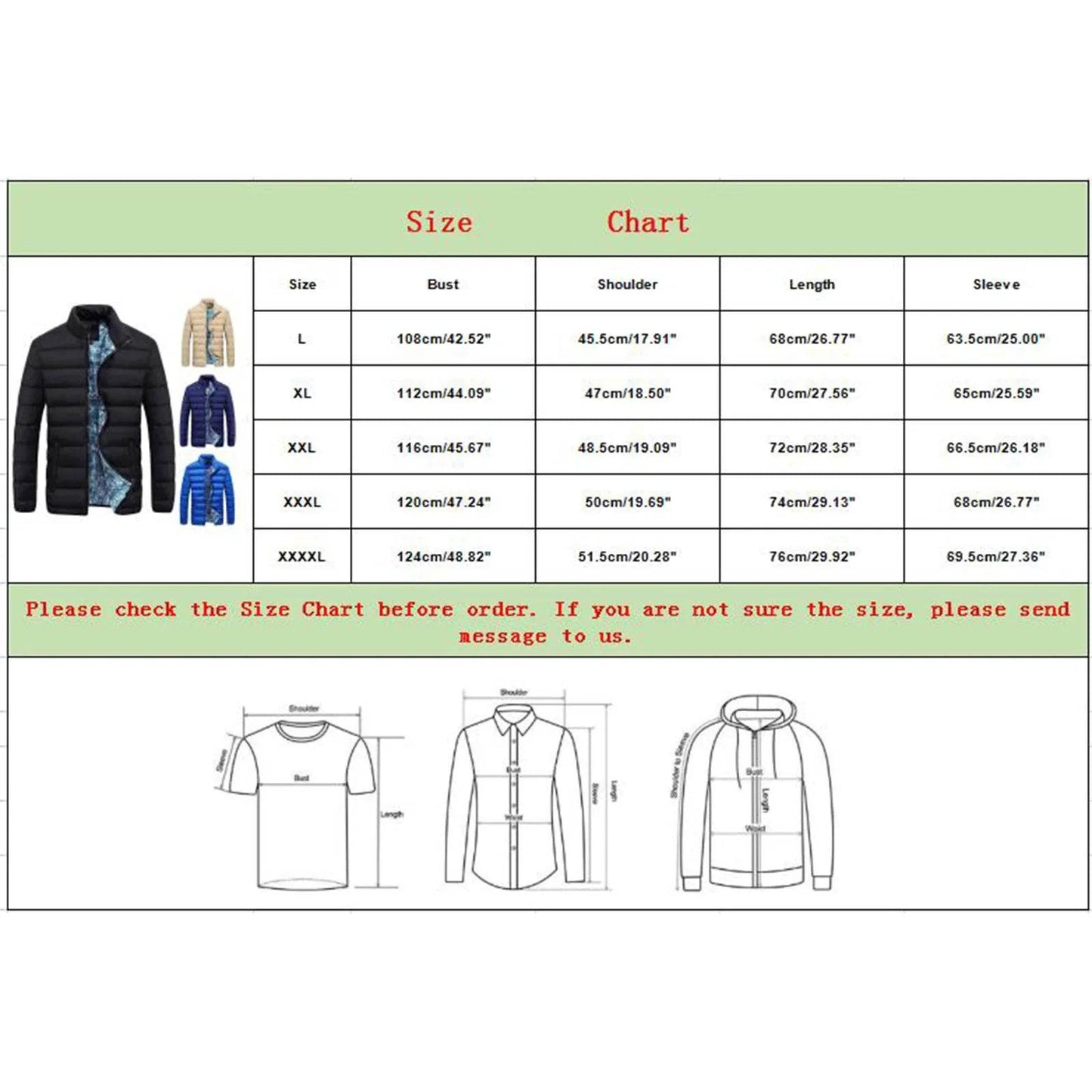 Men's Casual Quilted Jacket - Lightweight Cotton Zip-Up for Autumn/Winter - Buy Center US