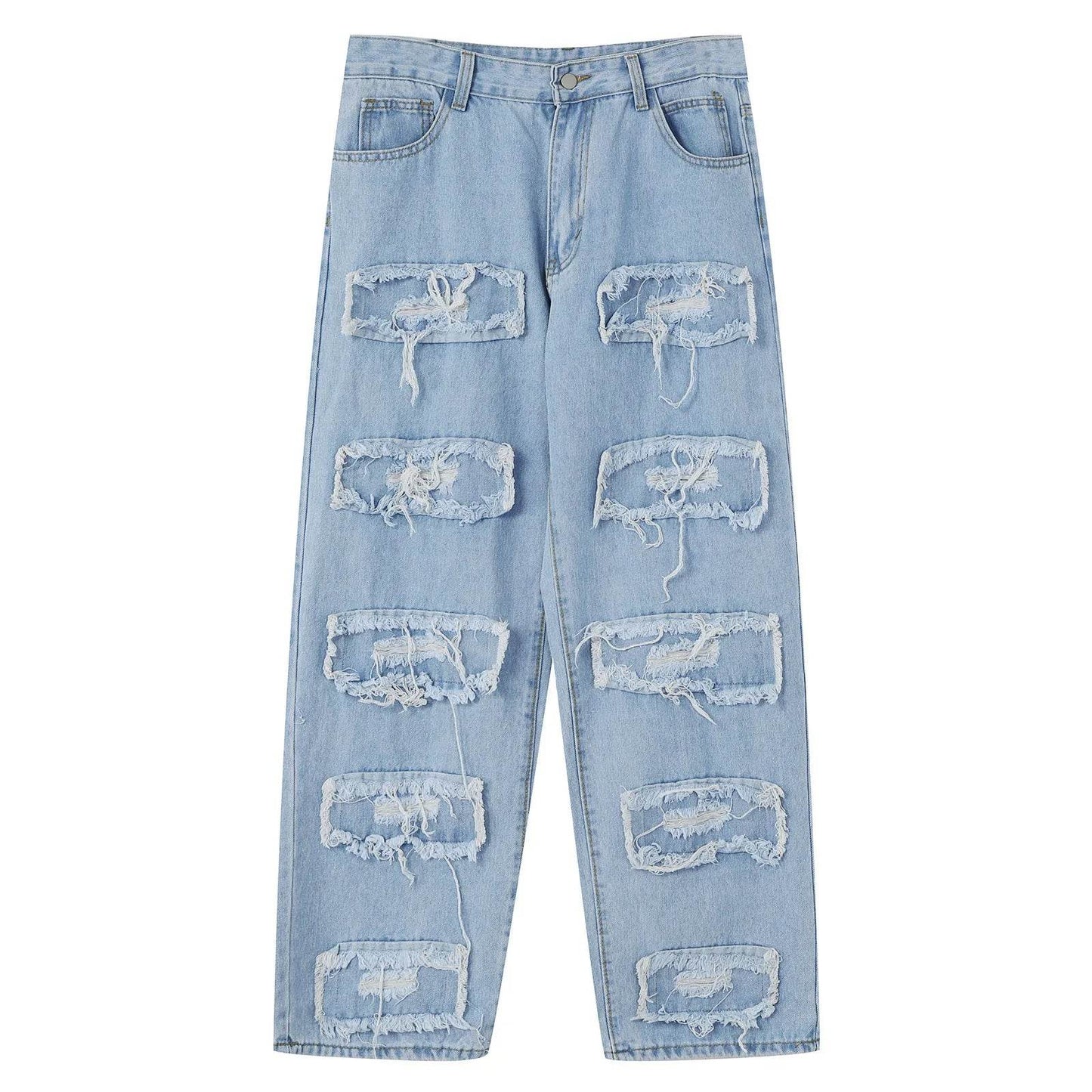 Hip Hop Men's Distressed Denim Jeans - Straight Pocket Trouser Style - Buy Center US