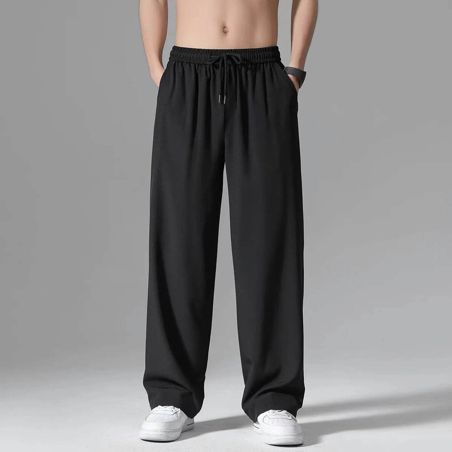 Men's Loose Fit Casual Trousers - Deep Pockets, Wide Leg Design - Buy Center US