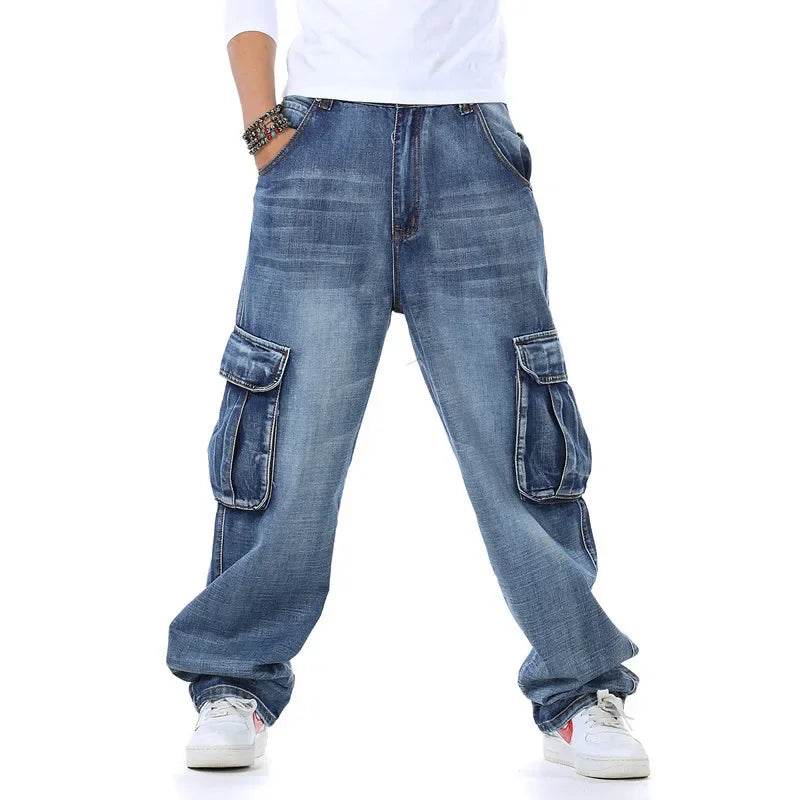 DOIYTT Men’s Baggy Jeans - Large Size, Multi-Pocket Denim Trousers - Buy Center US