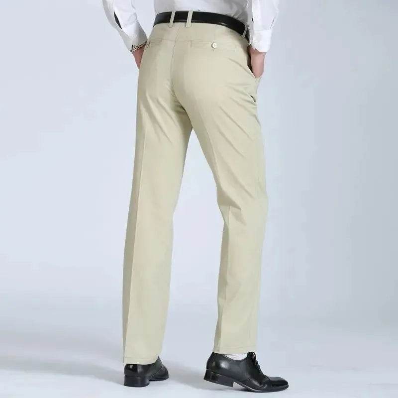 RIYBEOE Men's 100% Cotton Straight Suit Pants - Lightweight Casual Trousers - Buy Center US