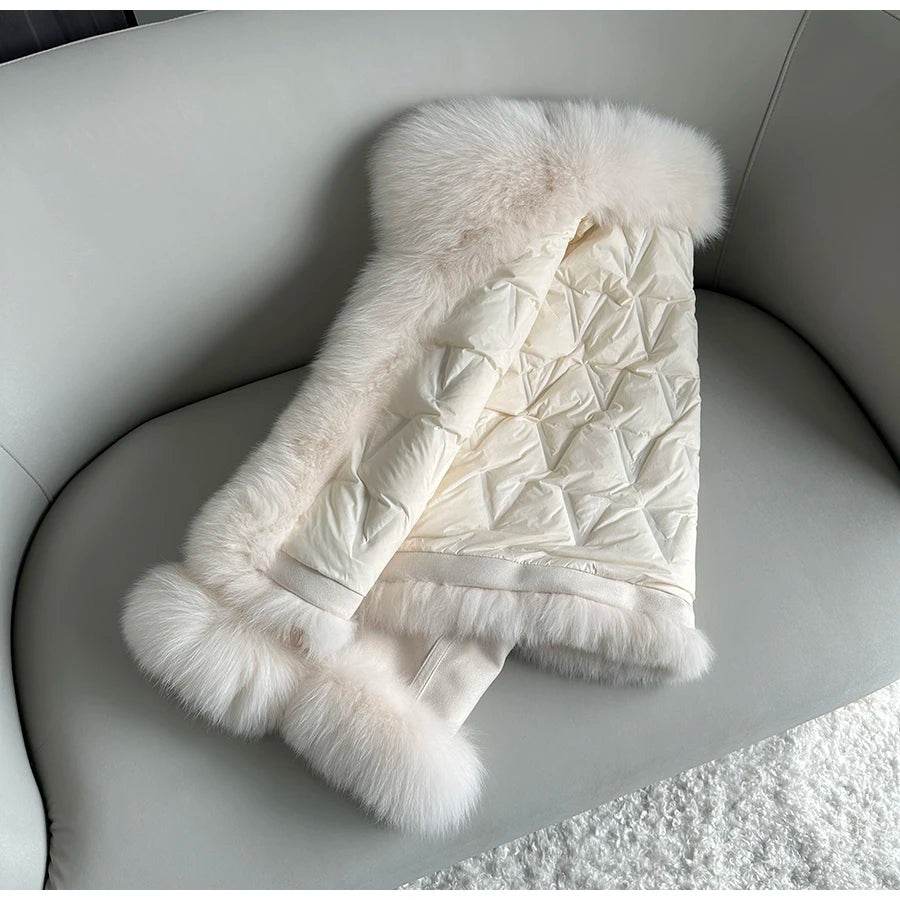 FURTJY Women's Real Fur Coat - Thick Duck Down Jacket for Winter - Buy Center US
