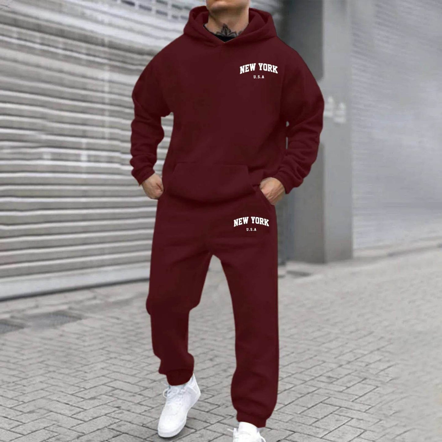 Oversize Men's Tracksuit Set - Autumn Fashion Hooded Sweatshirt & Pants - Buy Center US