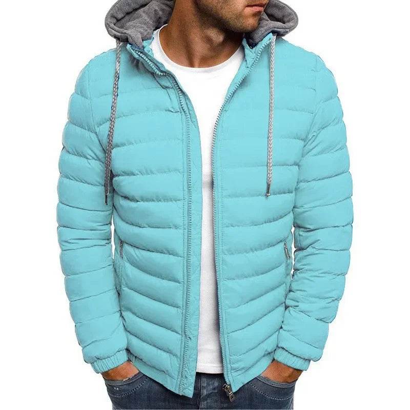 Casual Hooded Men's Down Jacket - Autumn Winter Solid Color Style - Buy Center US