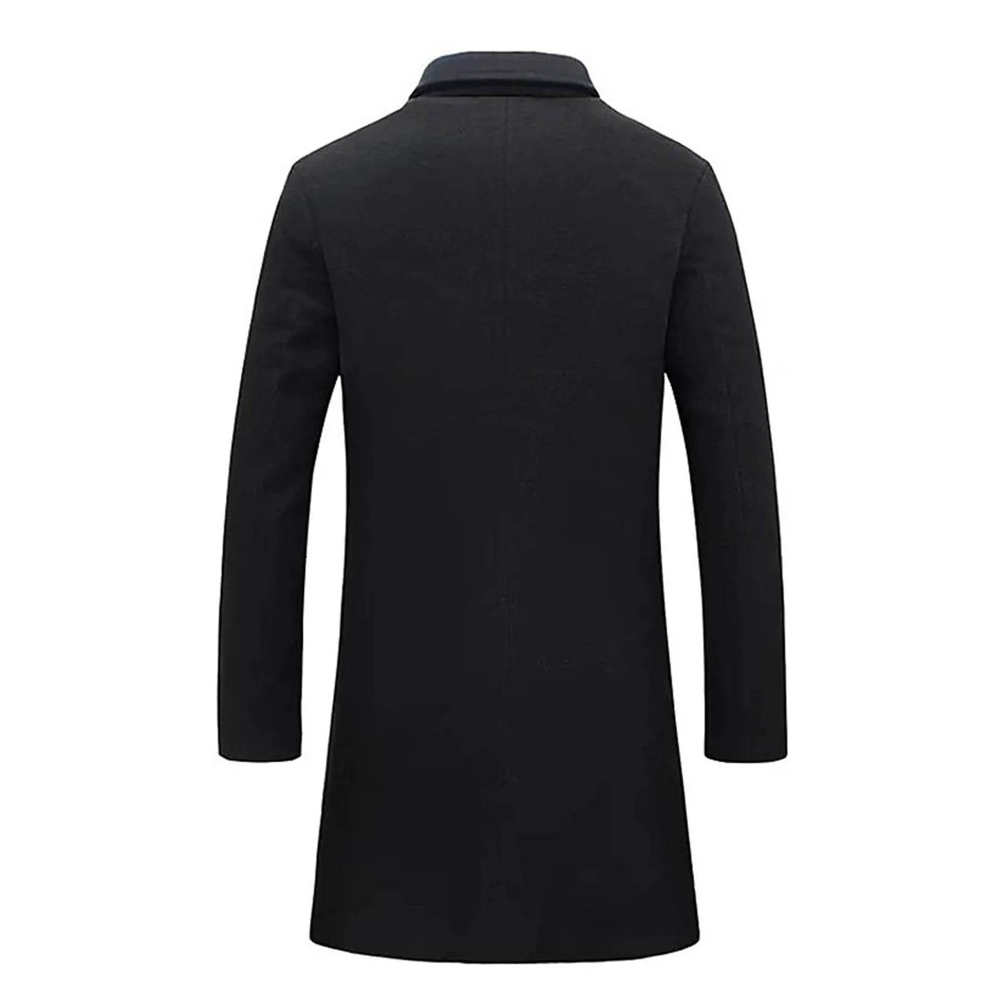 Men's Woolen Mid-Length Trench Coat - Casual Slim Fit Jacket with Pockets - Buy Center US