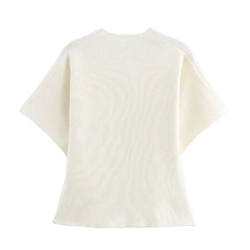 TRAF Women's Elegant Short Sleeve Jacket - Casual Knit Outerwear - Buy Center US