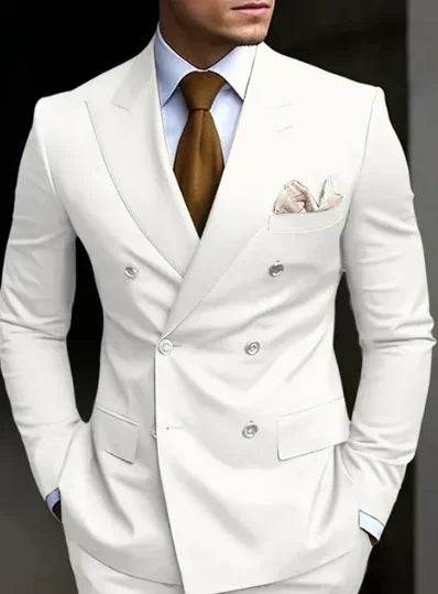 High Quality Brown Men's Suits - Double Breasted Slim Fit Blazer & Pants - Buy Center US