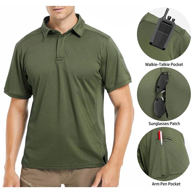 ReFire Gear Men's Short Sleeve Polo Shirt - Lightweight Tactical Outdoor Wear - Buy Center US