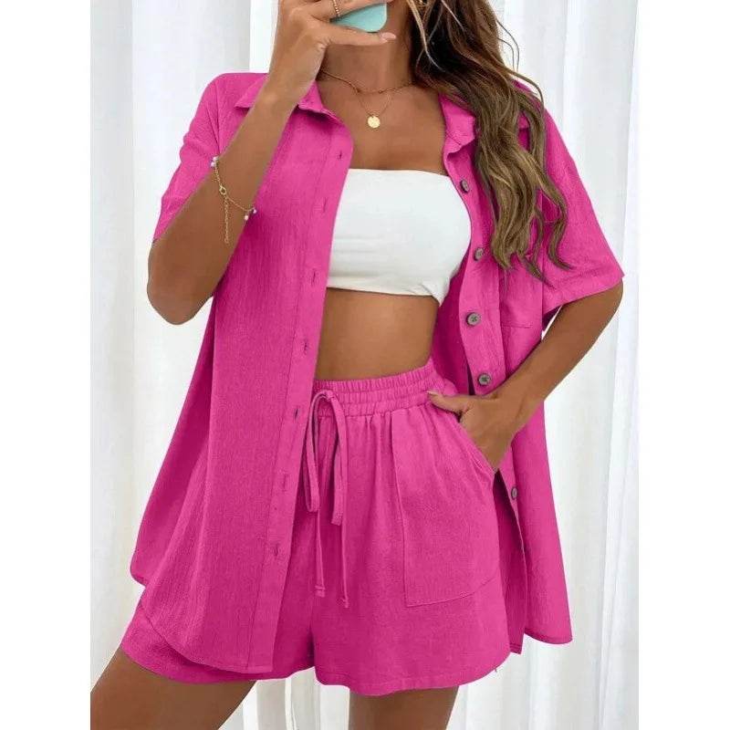 LCSKEREAL Women's Casual Cotton Linen Two-Piece Summer Set - Buy Center US