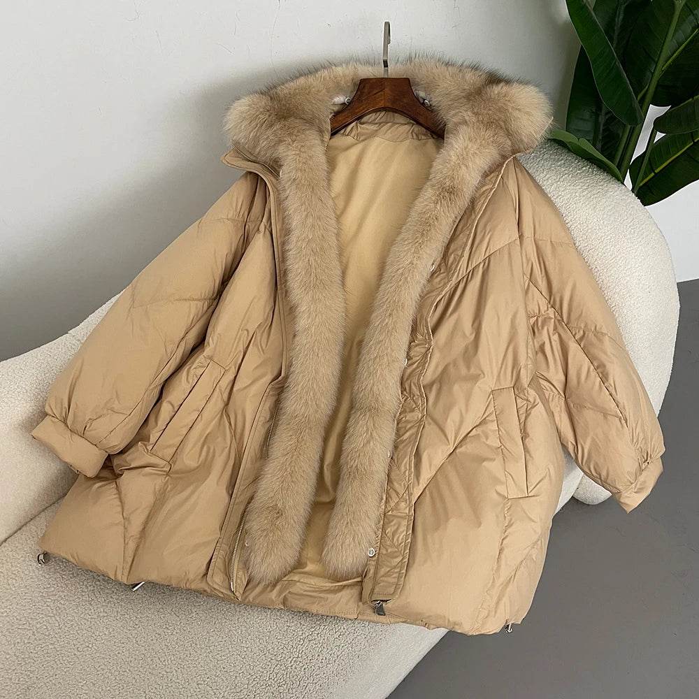 2024 Women's Goose Down Coat - Luxury Warm Fox Collar Jacket - Buy Center US